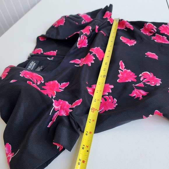 VTG Patrick Collection Ceuise Dress Womens Black Pink Floral 100% Pure Silk Sz 4 - Picture 11 of 15
